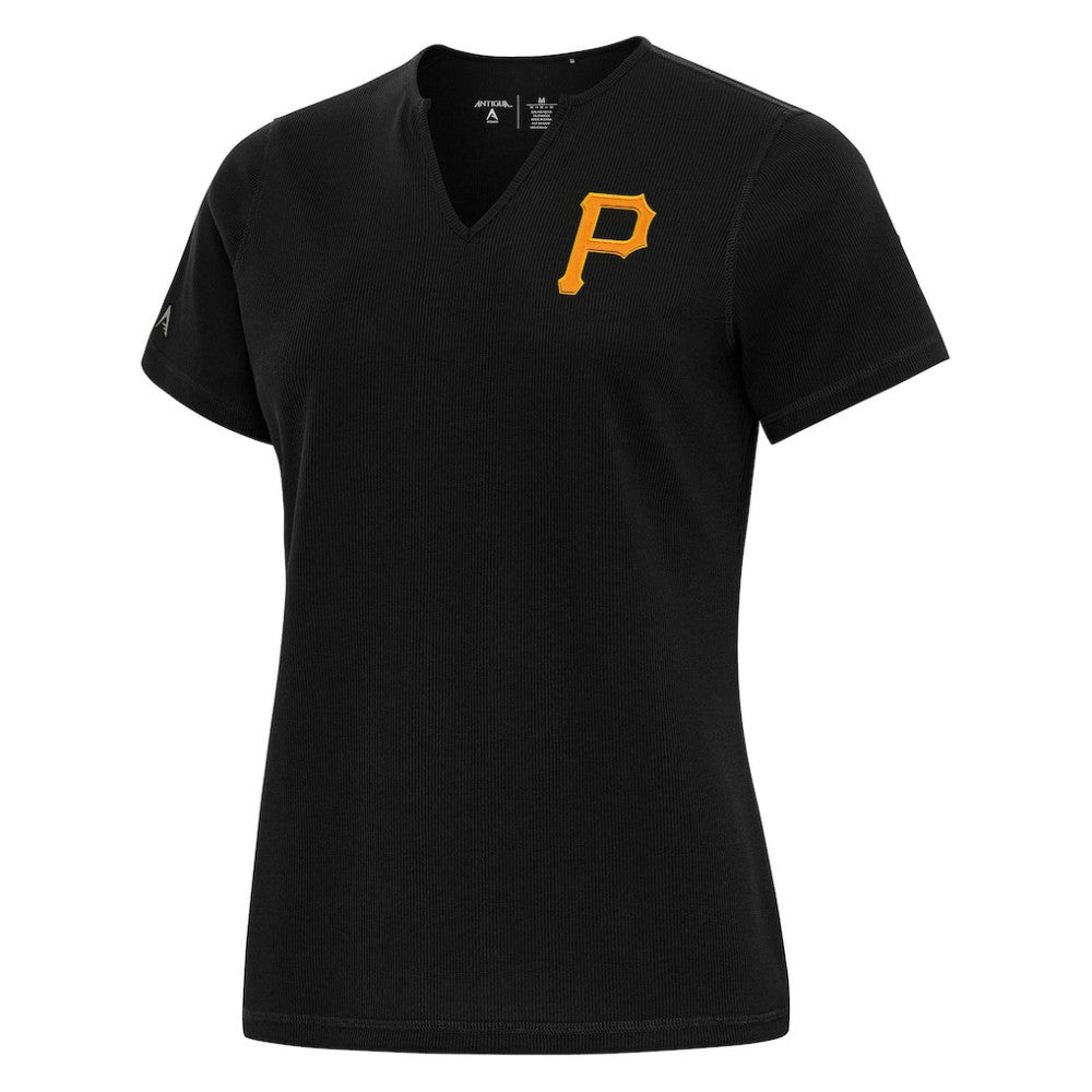 Black Pittsburgh Pirates Antigua Women's Notch Neck T-Shirt