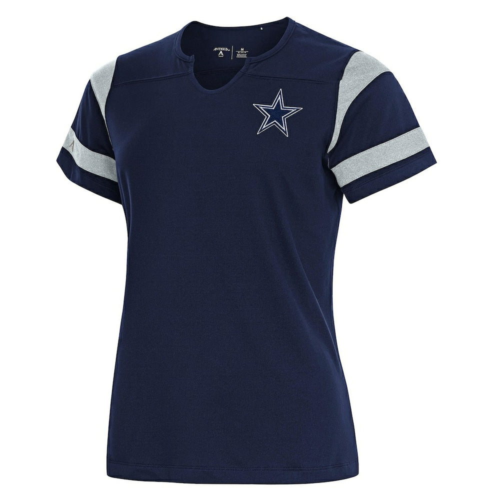 Antigua Women's Encounter Short Sleeve Notch Neck Top - Dallas Cowboys Tops