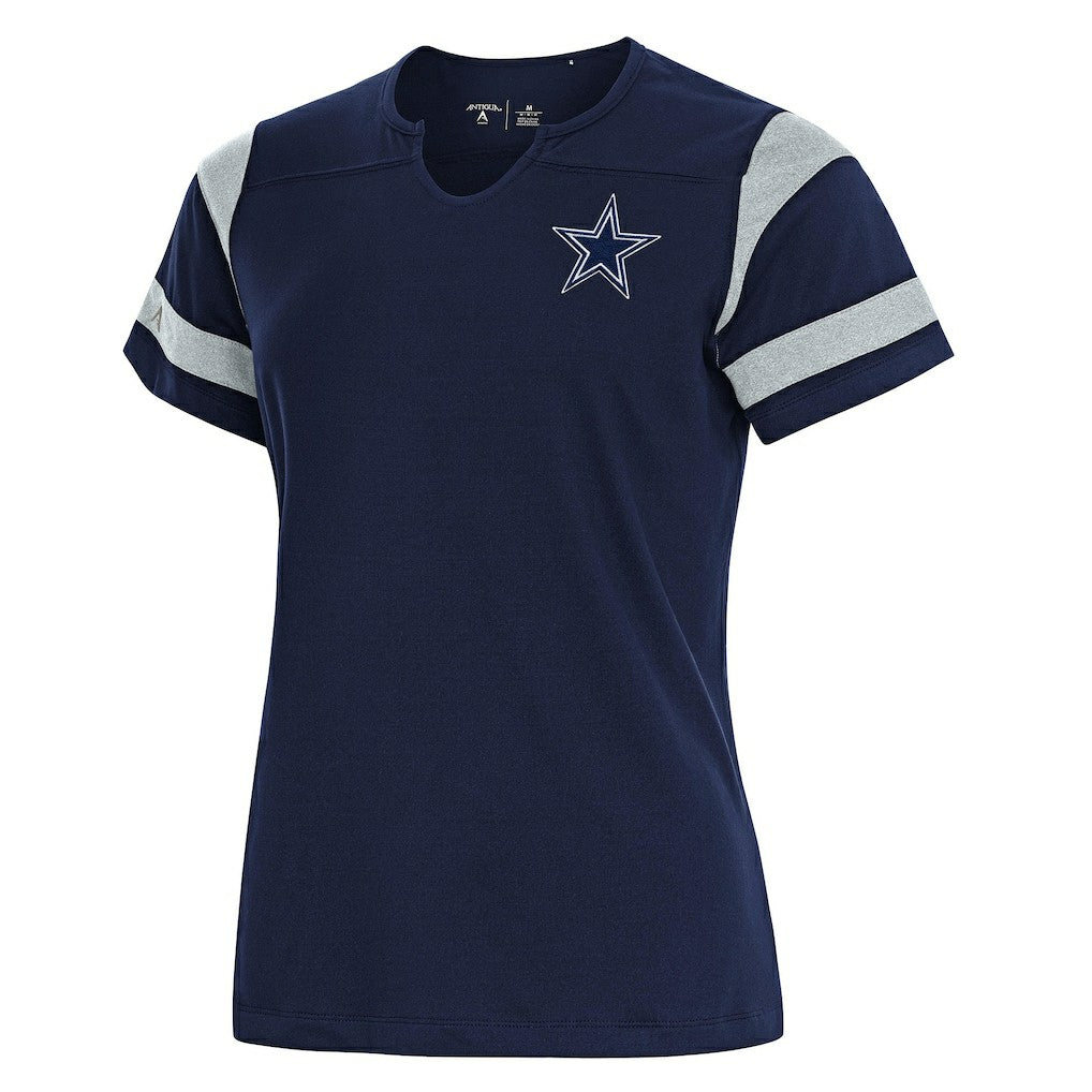 Antigua Women's Encounter Short Sleeve Notch Neck Top - Dallas Cowboys Tops