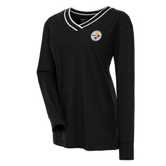 Antigua Women's Symbolic Long Sleeve V-Neck Top - Pittsburgh Steelers Tops