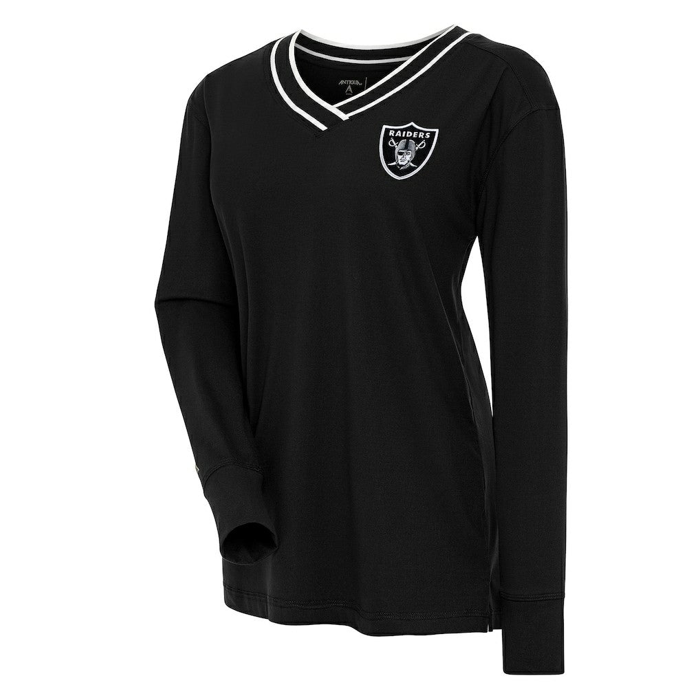 Antigua Women's Symbolic Long Sleeve V-Neck Top - Las Vegas Raiders Tops