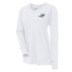 Antigua Women's Symbolic Long Sleeve V-Neck Top - Miami Dolphins Tops