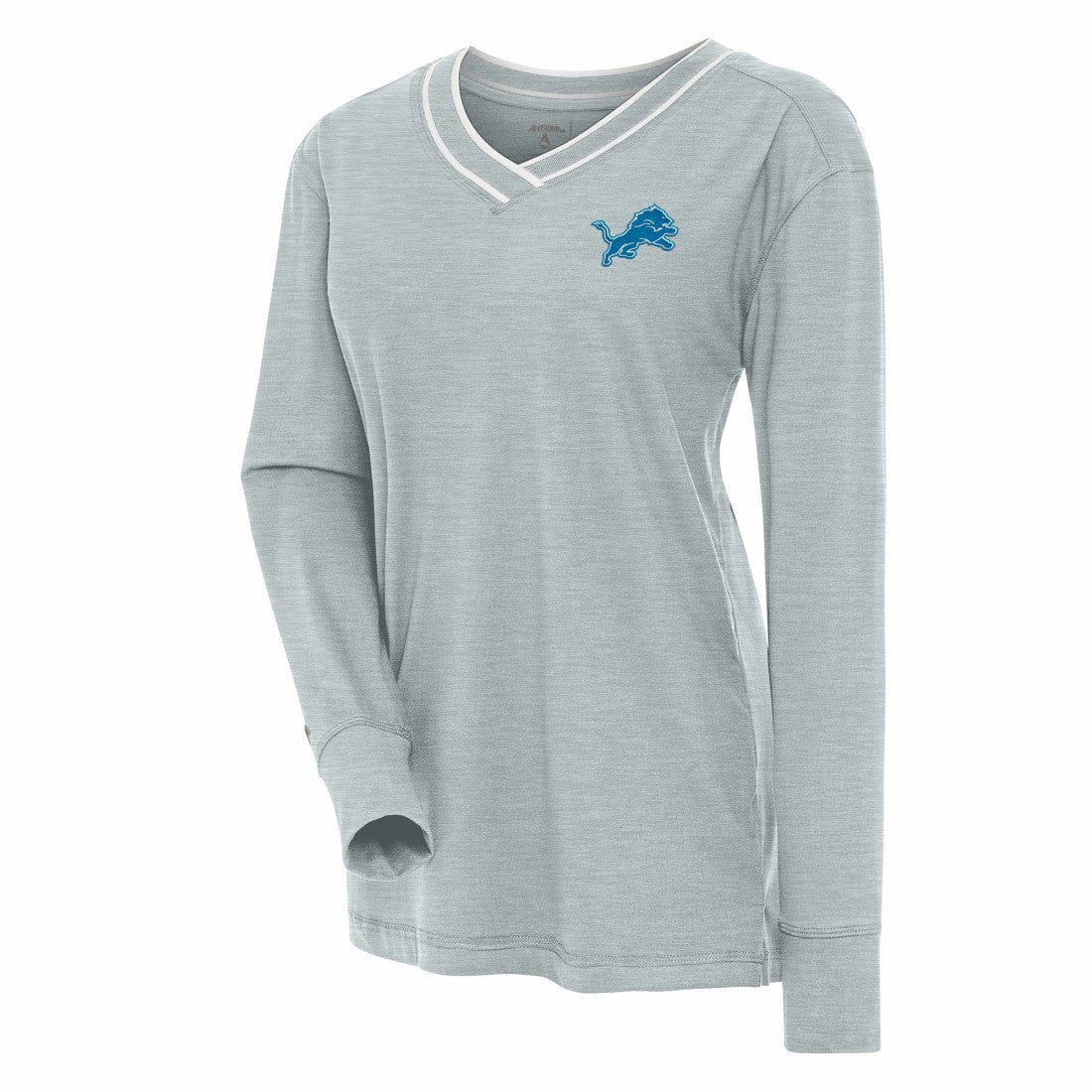 Antigua Women's Symbolic Long Sleeve V-Neck Top - Detroit Lions Tops