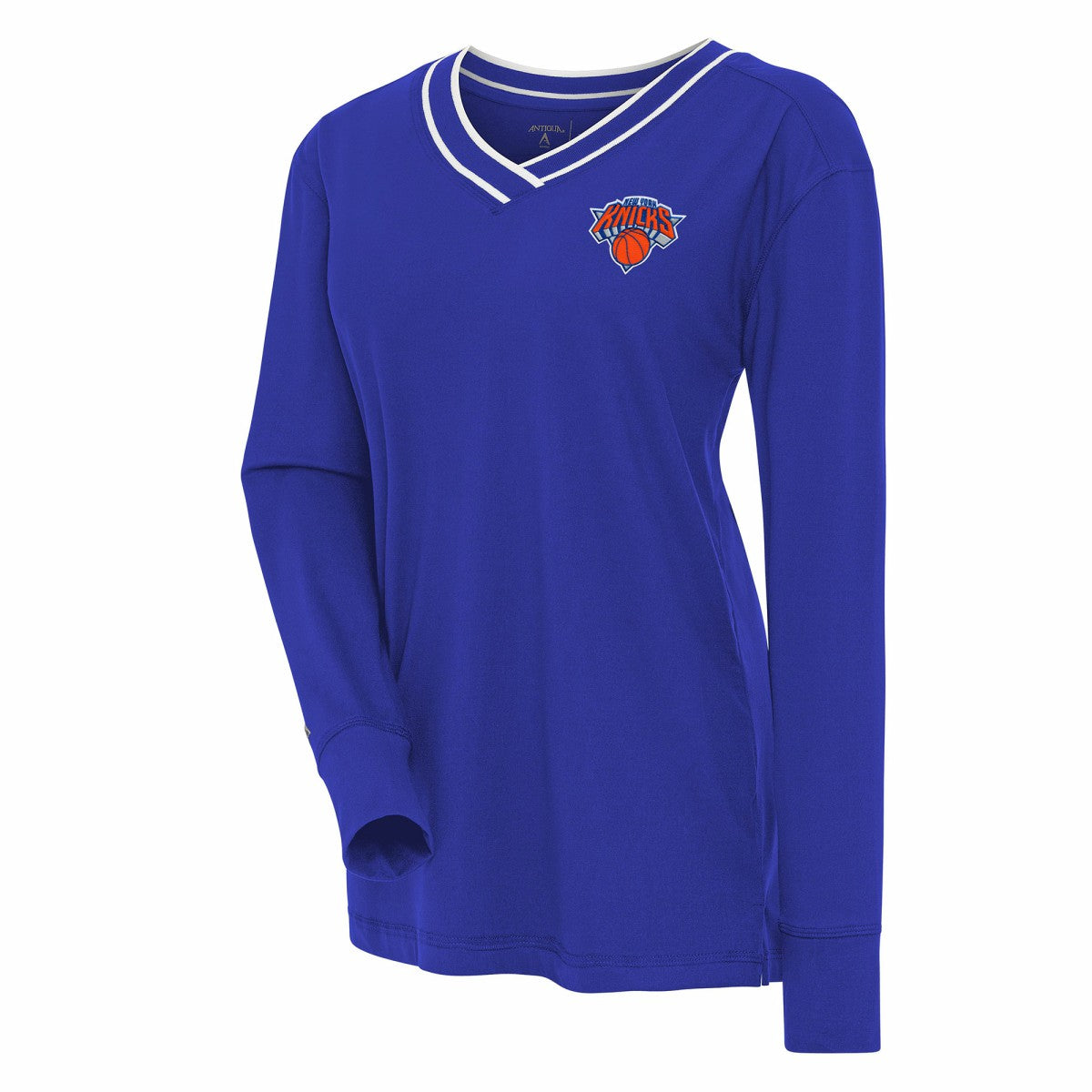 New York Knicks Antigua Women's Symbolic Long Sleeve V-Neck Top