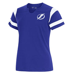 NHL Tampa Bay Lightning Antigua Women's Encounter Short Sleeve Notch Neck Top