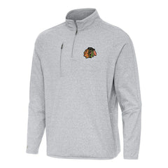 NHL Chicago Blackhawks Antigua Certain Quarter-Zip Tri-Blend Sweatshirt