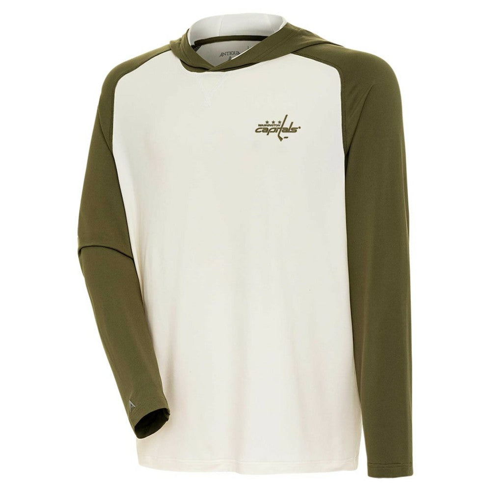 NHL Washington Capitals Antigua Intrepid Sand Raglan Long Sleeve Hoodie T-Shirt