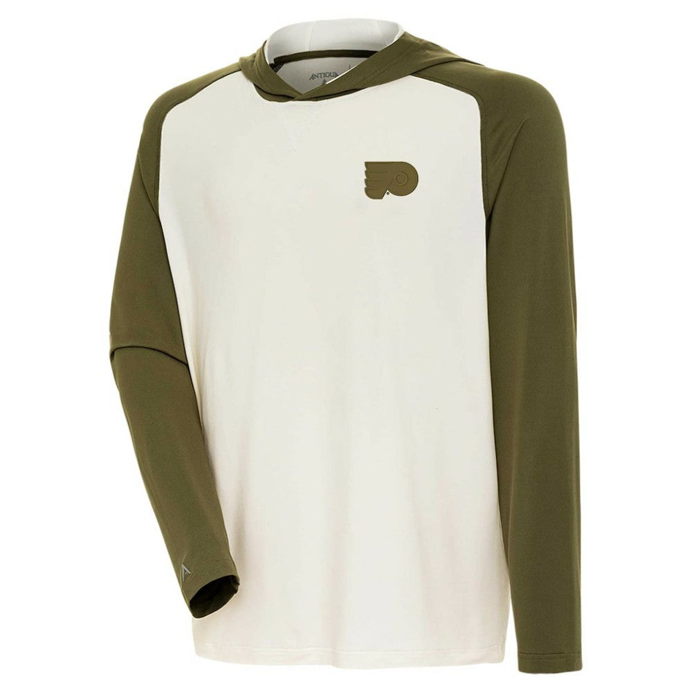 NHL Philadelphia Flyers Antigua Intrepid Sand Raglan Long Sleeve Hoodie T-Shirt