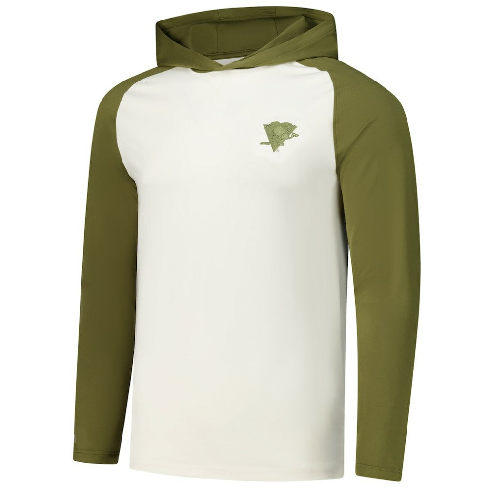 NHL Pittsburgh Penguins Antigua Intrepid Sand Raglan Long Sleeve Hoodie T-Shirt