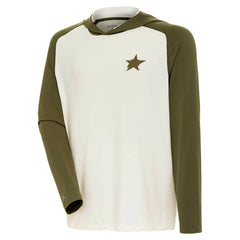 NHL Dallas Stars Antigua Intrepid Sand Raglan Long Sleeve Hoodie T-Shirt