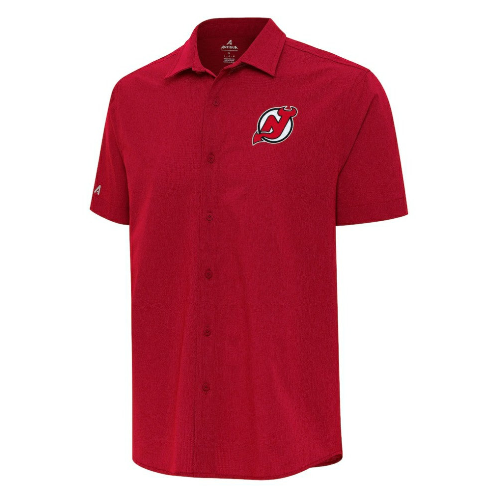 NHL New Jersey Devils Antigua Activate Woven Short Sleeve Button-Up Shirt