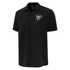 NHL Pittsburgh Penguins Antigua Activate Woven Short Sleeve Button-Up Shirt