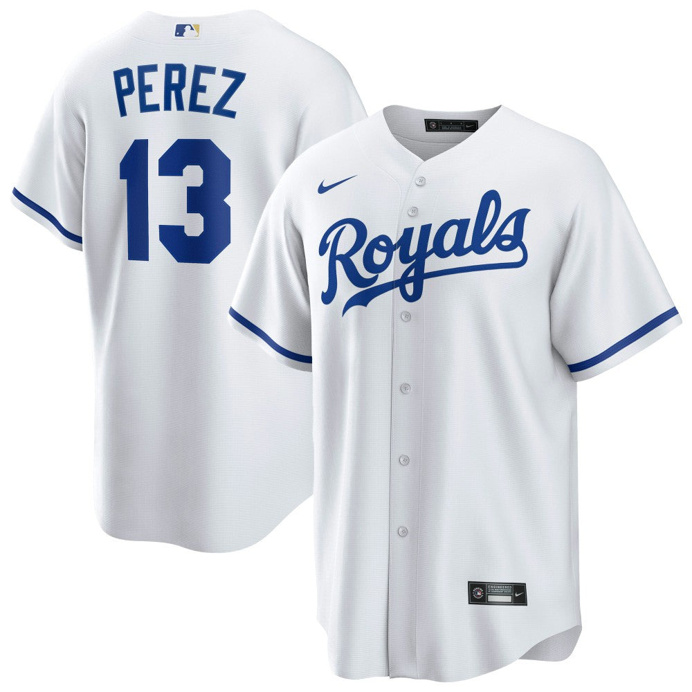 White Salvador Perez Kansas City Royals Nike Home Replica Player Jersey