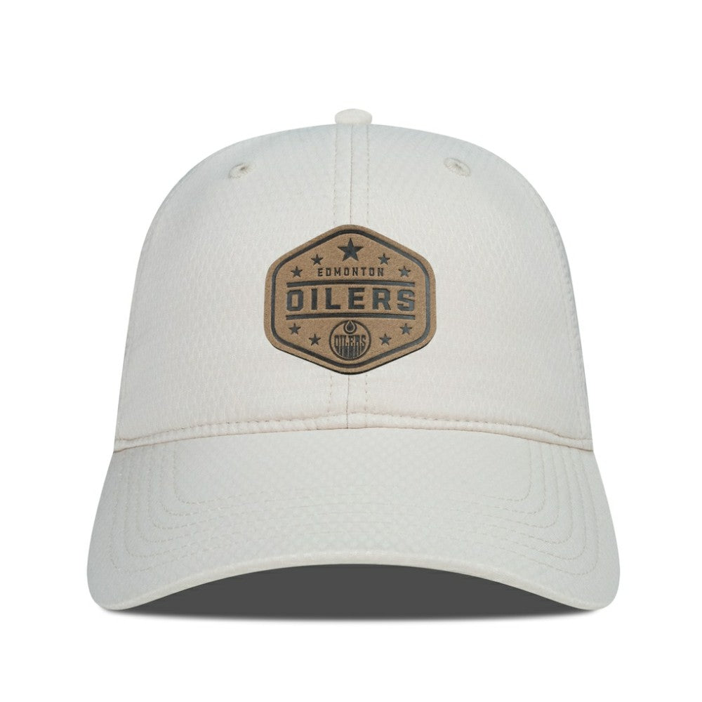 NHL Edmonton Oilers Men's Levelwear Faux Leather Patch Unstructured Adjustable Hat