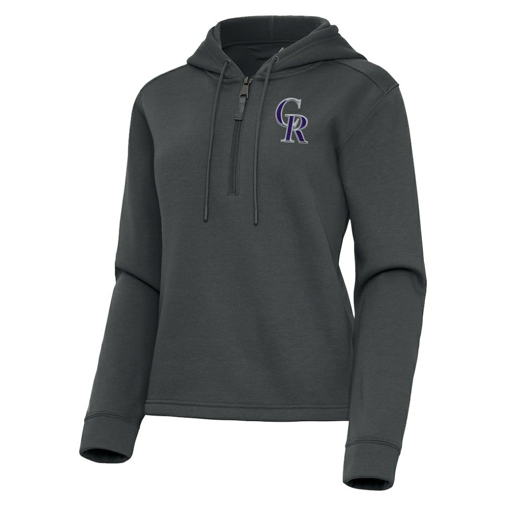 Pewter Colorado Rockies Antigua Women's Contemporary Quarter-Zip Hoodie