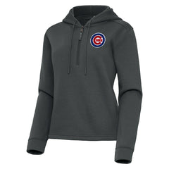 Pewter Chicago Cubs Antigua Women's Contemporary Quarter-Zip Hoodie