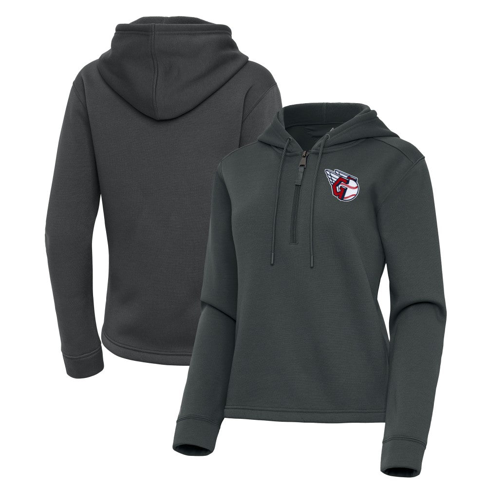 Pewter Cleveland Guardians Antigua Women's Contemporary Quarter-Zip Hoodie