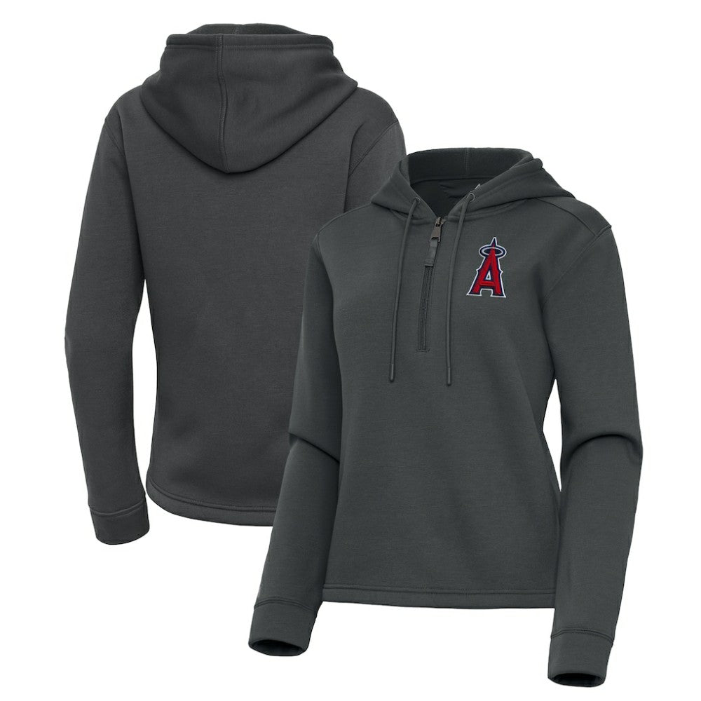Pewter Los Angeles Angels Antigua Women's Contemporary Quarter-Zip Hoodie