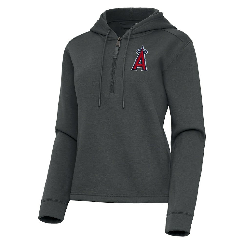 Pewter Los Angeles Angels Antigua Women's Contemporary Quarter-Zip Hoodie