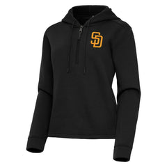 Black San Diego Padres Antigua Women's Contemporary Quarter-Zip Hoodie