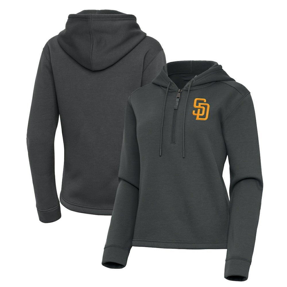 Pewter San Diego Padres Antigua Women's Contemporary Quarter-Zip Hoodie