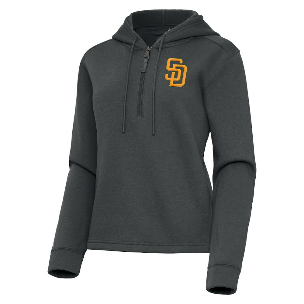 Pewter San Diego Padres Antigua Women's Contemporary Quarter-Zip Hoodie