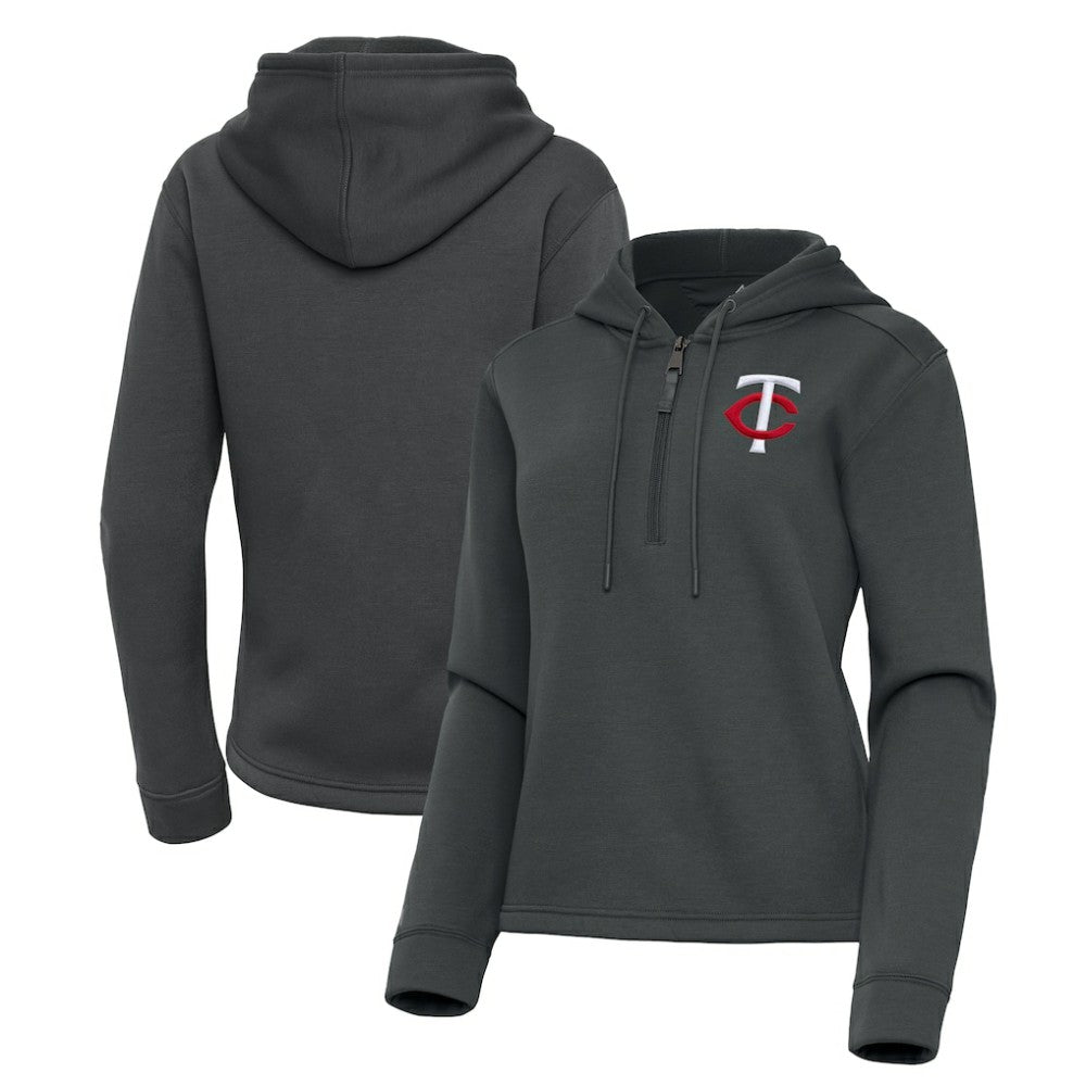 Pewter Minnesota Twins Antigua Women's Contemporary Quarter-Zip Hoodie