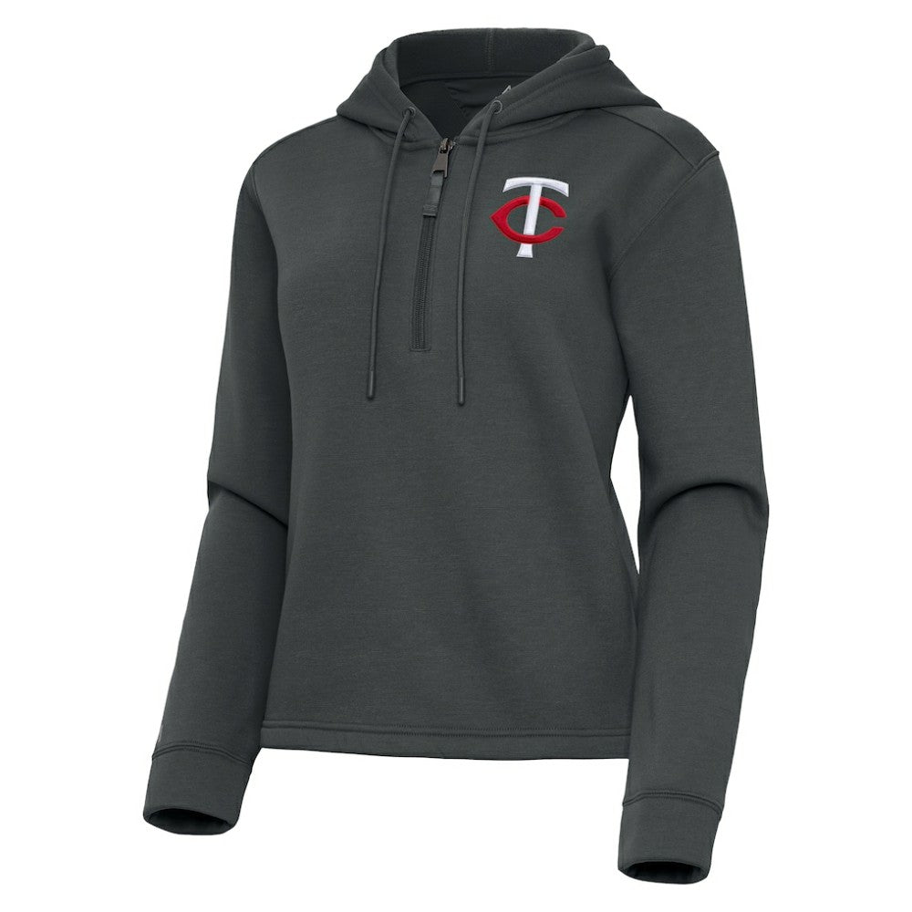 Pewter Minnesota Twins Antigua Women's Contemporary Quarter-Zip Hoodie