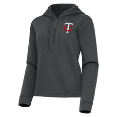 Pewter Minnesota Twins Antigua Women's Contemporary Quarter-Zip Hoodie