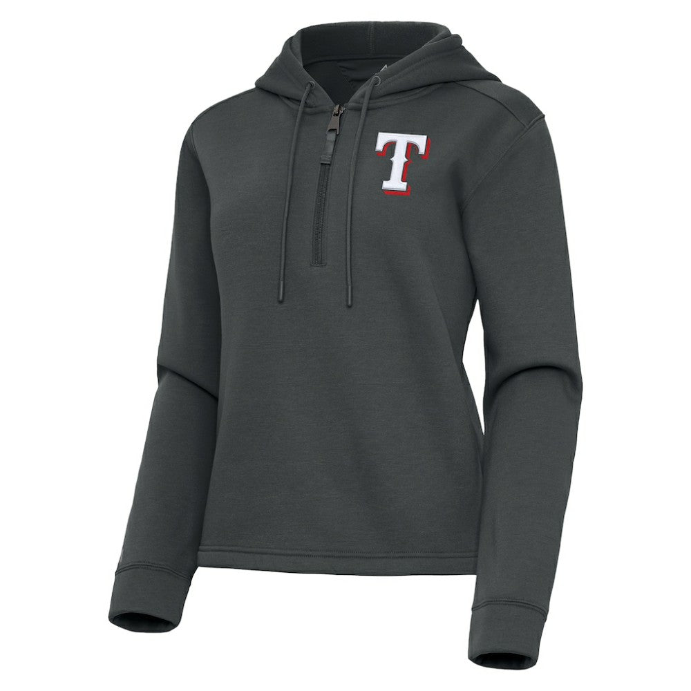 Pewter Texas Rangers Antigua Women's Contemporary Quarter-Zip Hoodie