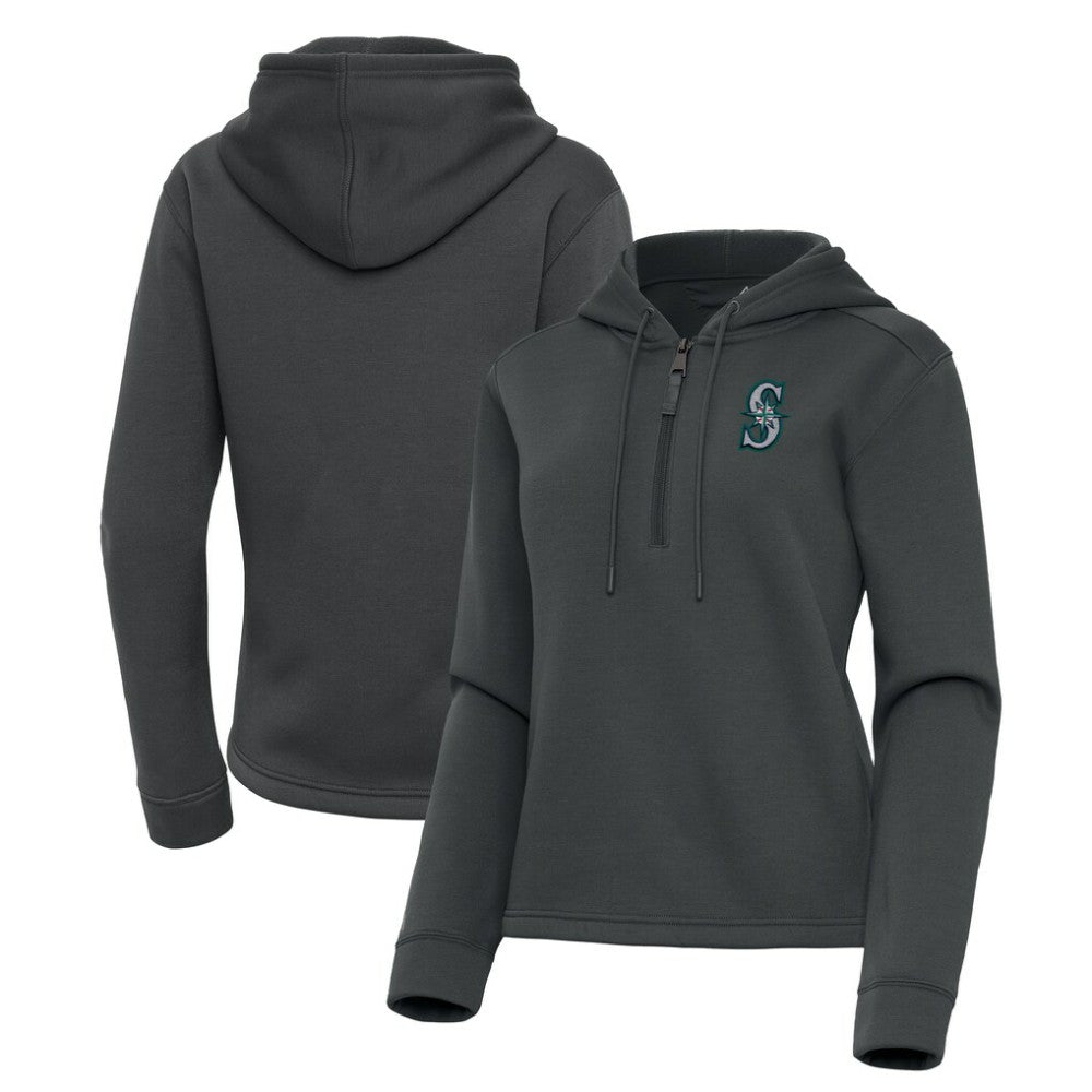 Pewter Seattle Mariners Antigua Women's Contemporary Quarter-Zip Hoodie