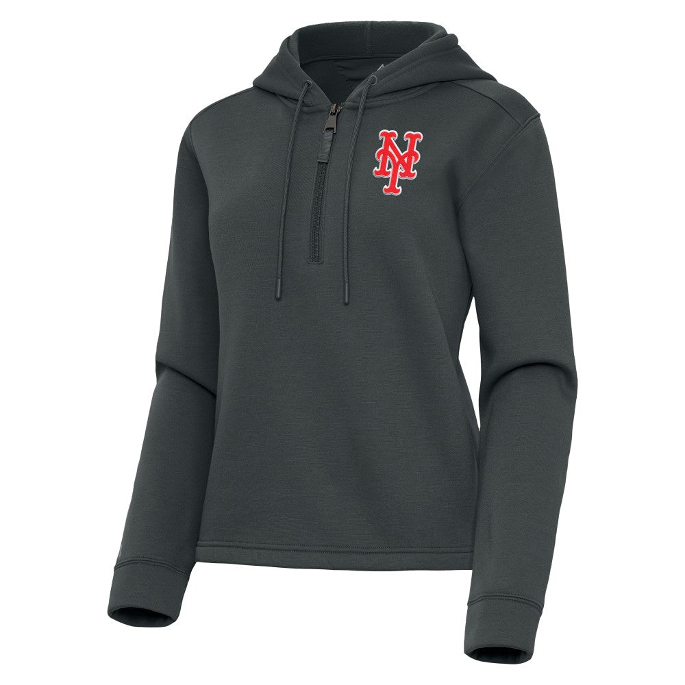 Pewter New York Mets Antigua Women's Contemporary Quarter-Zip Hoodie
