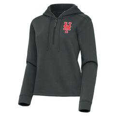 Pewter New York Mets Antigua Women's Contemporary Quarter-Zip Hoodie
