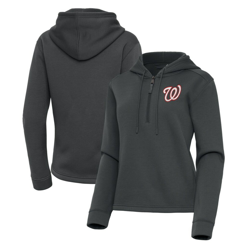 Pewter Washington Nationals Antigua Women's Contemporary Quarter-Zip Hoodie