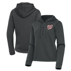 Pewter Washington Nationals Antigua Women's Contemporary Quarter-Zip Hoodie