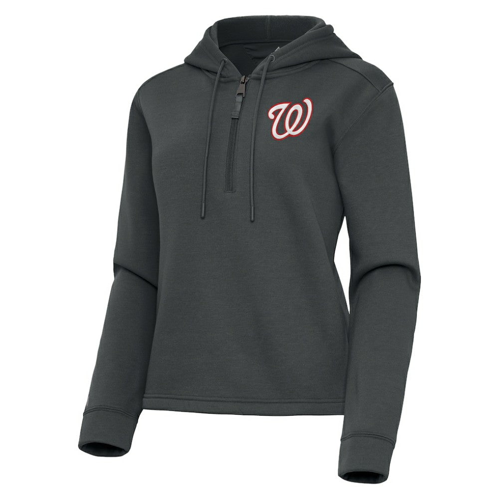 Pewter Washington Nationals Antigua Women's Contemporary Quarter-Zip Hoodie