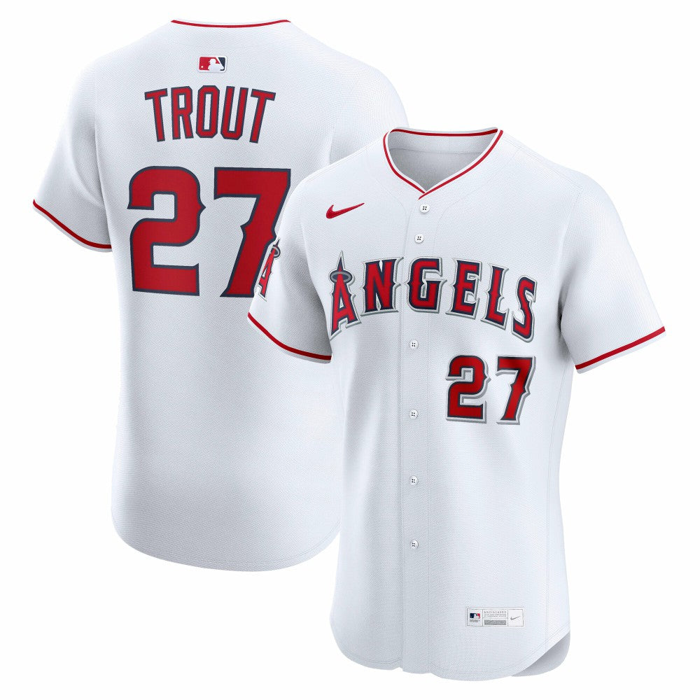 White Mike Trout Los Angeles Angels Nike Home ElitePlayer  Jersey