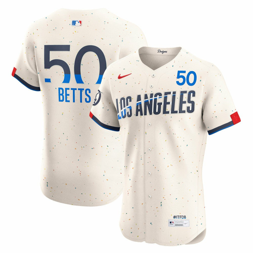 Cream Mookie Betts Los Angeles Dodgers Nike City Connect Elite Jersey
