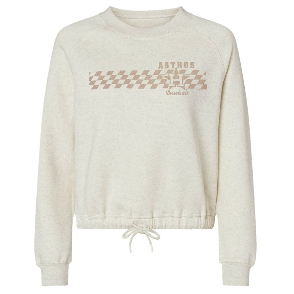 Natural Houston Astros Soft as a Grape Women's Tonal Checkered Sweatshirt