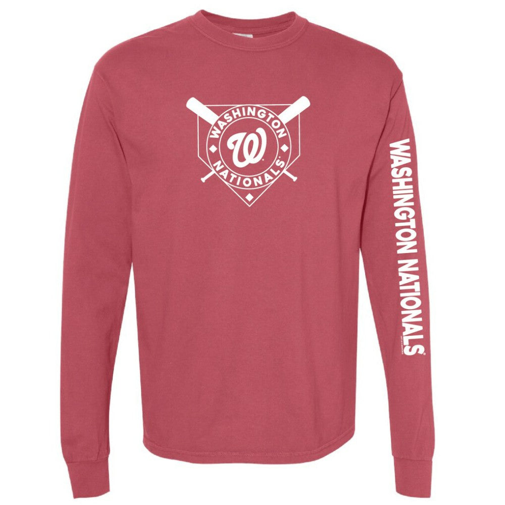 Red Washington Nationals Soft as a Grape Women's Pigment Dye Long Sleeve T-Shirt