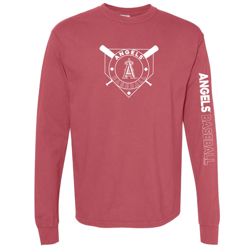 Red Los Angeles Angels Soft as a Grape Women's Pigment Dye Long Sleeve T-Shirt