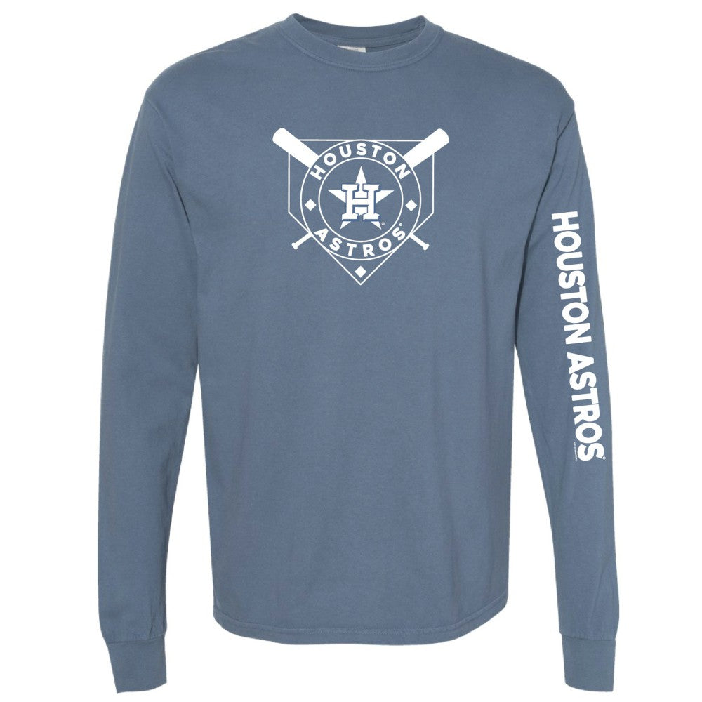 Navy Houston Astros Soft as a Grape Women's Pigment Dye Long Sleeve T-Shirt
