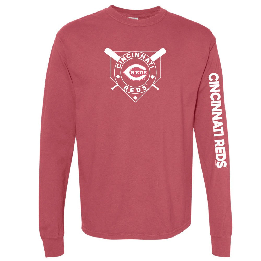 Red Cincinnati Reds Soft as a Grape Women's Pigment Dye Long Sleeve T-Shirt