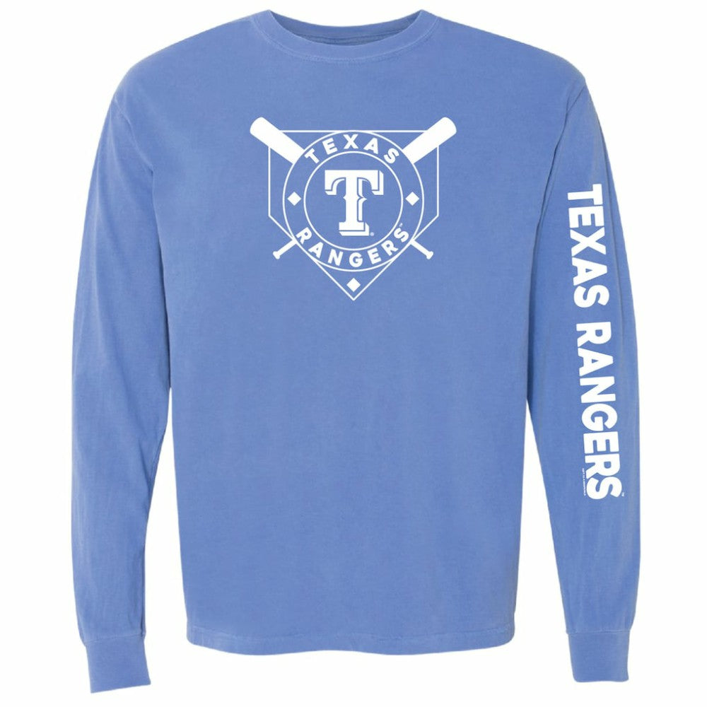 Royal Texas Rangers Soft as a Grape Women's Pigment Dye Long Sleeve T-Shirt