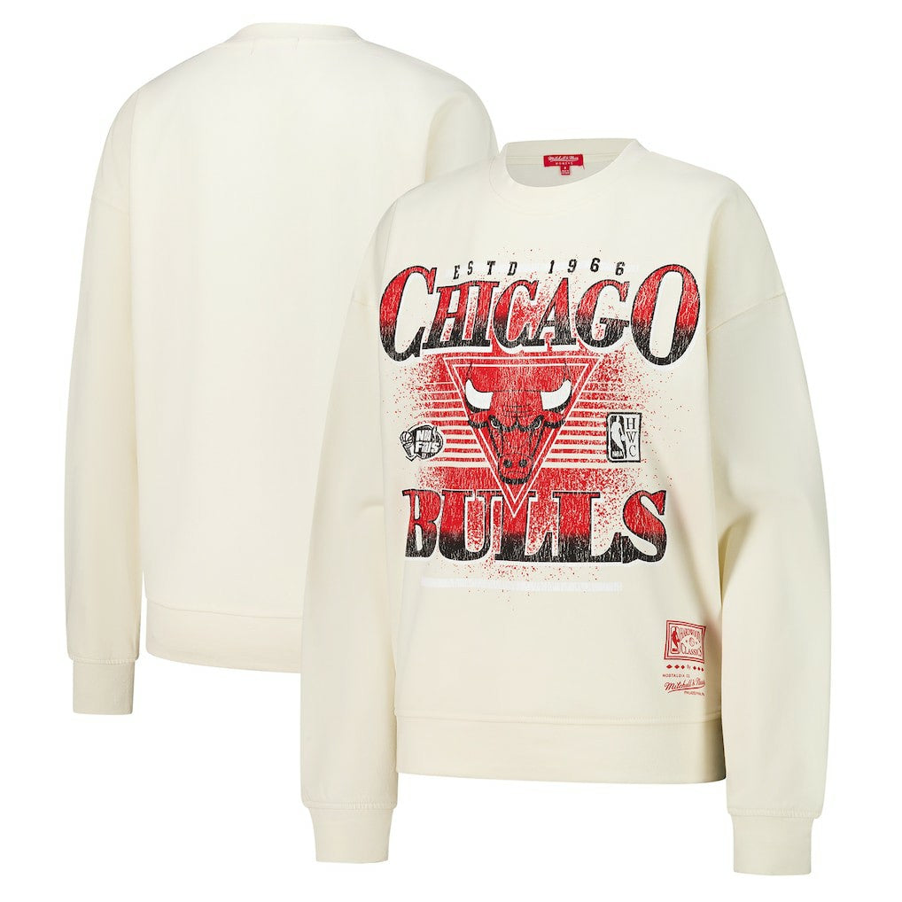 Mitchell & Ness Chicago Bulls Women's Oversprayed Pullover Sweatshirt