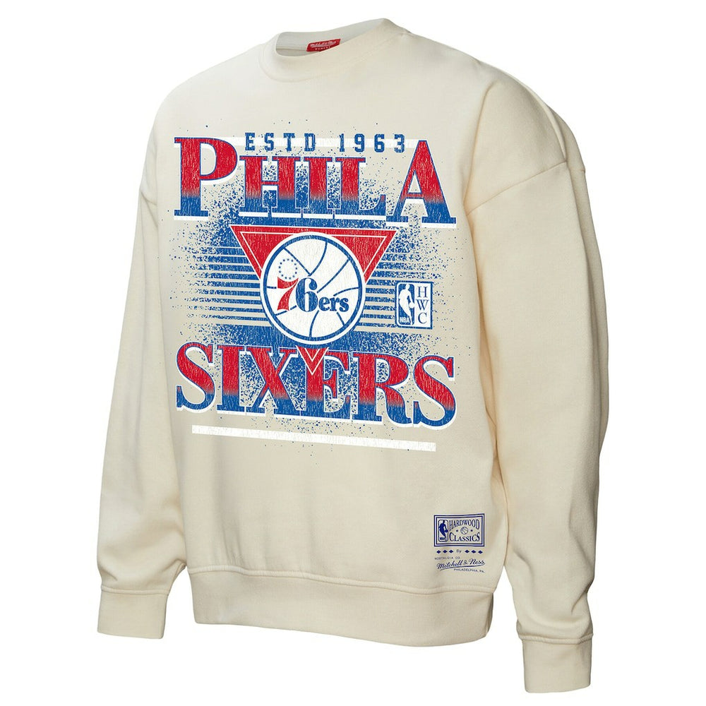 Mitchell & Ness Philadelphia 76ers Women's Oversprayed Pullover Sweatshirt