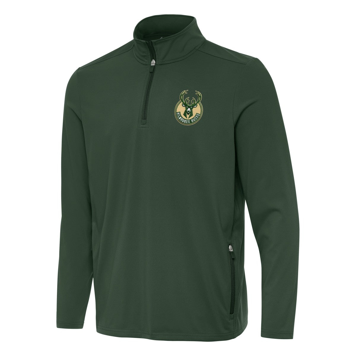 Milwaukee Bucks Antigua Perilous Quarter-Zip Sweatshirt