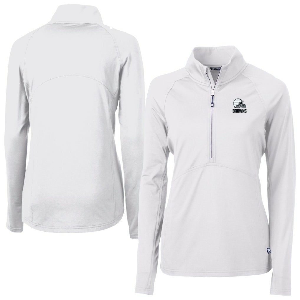 Cutter & Buck Women's Adapt Eco Knit Stretch Recycled Half-Zip Pullover Top - Cleveland Browns Pullover