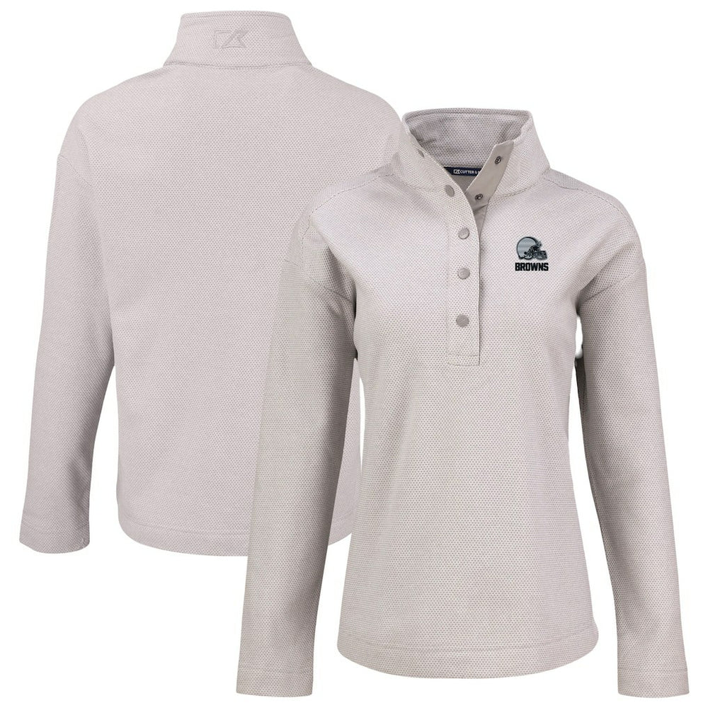 Cutter & Buck Women's Hunts Point Eco Textured Fleece Recycled Quarter-Snap Pullover - Cleveland Browns Pullover