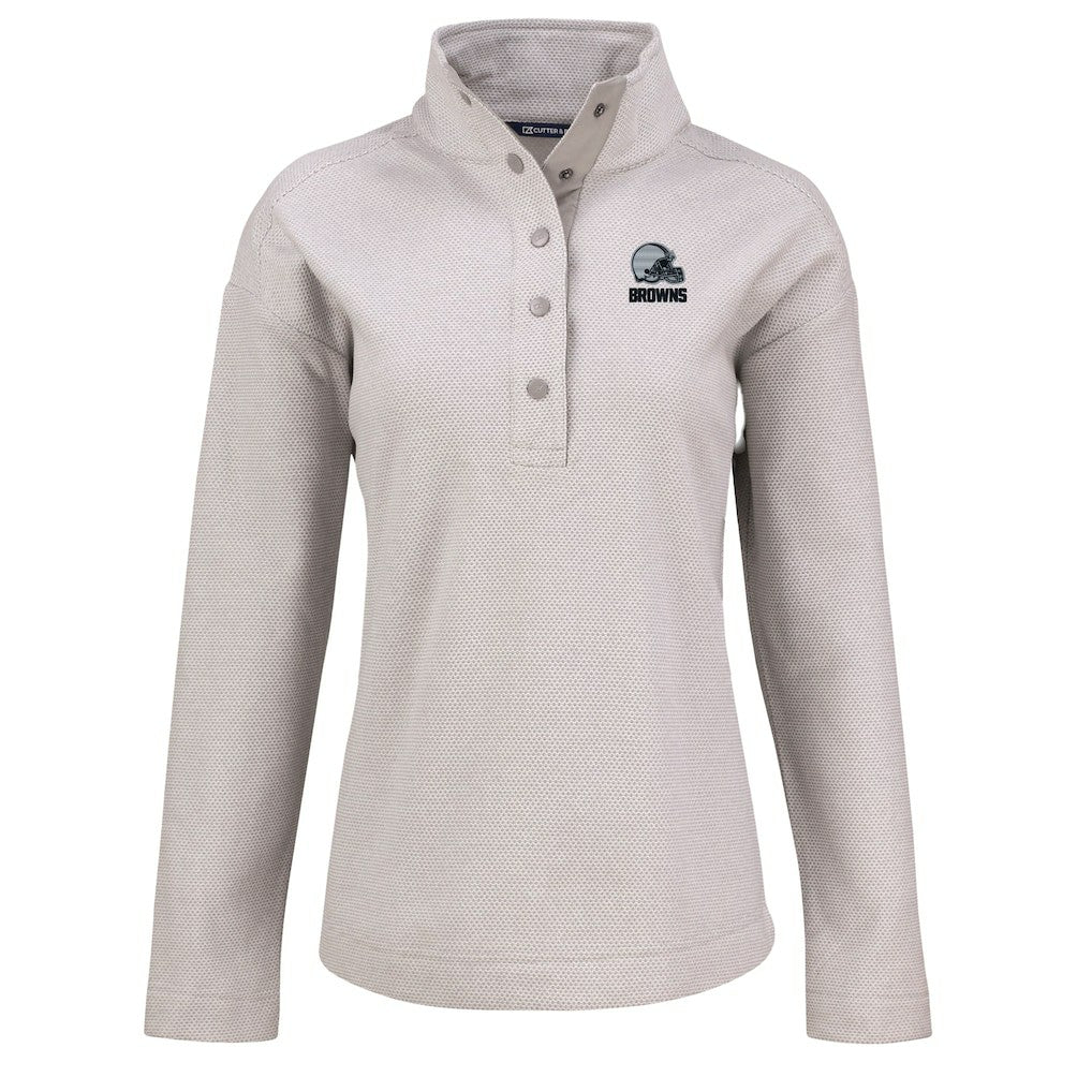 Cutter & Buck Women's Hunts Point Eco Textured Fleece Recycled Quarter-Snap Pullover - Cleveland Browns Pullover